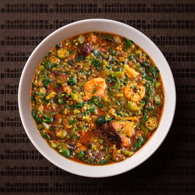 Okra Soup with Meats Only.