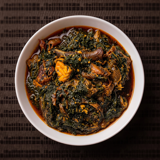 Potato Leaves With Fufu & Meat