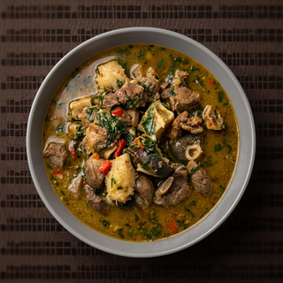 Pepper Soup With Fufu & Meat