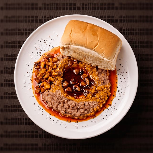 Ewa Agoyin with Bread.
