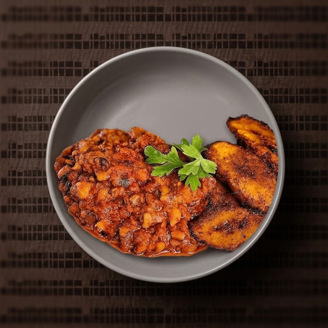 Beans Stew with Fried Plantain.